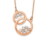 1/4 Carat (ctw) Diamond Double Circle Pendant Necklace in 14K Rose Pink Gold with Chain
